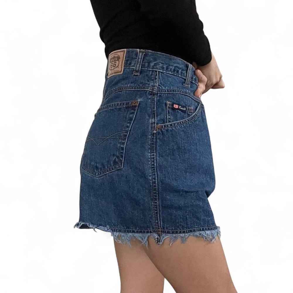Route 66 Blue Jean Shorts High-Waisted Vintage Style - Picture 3 of 7